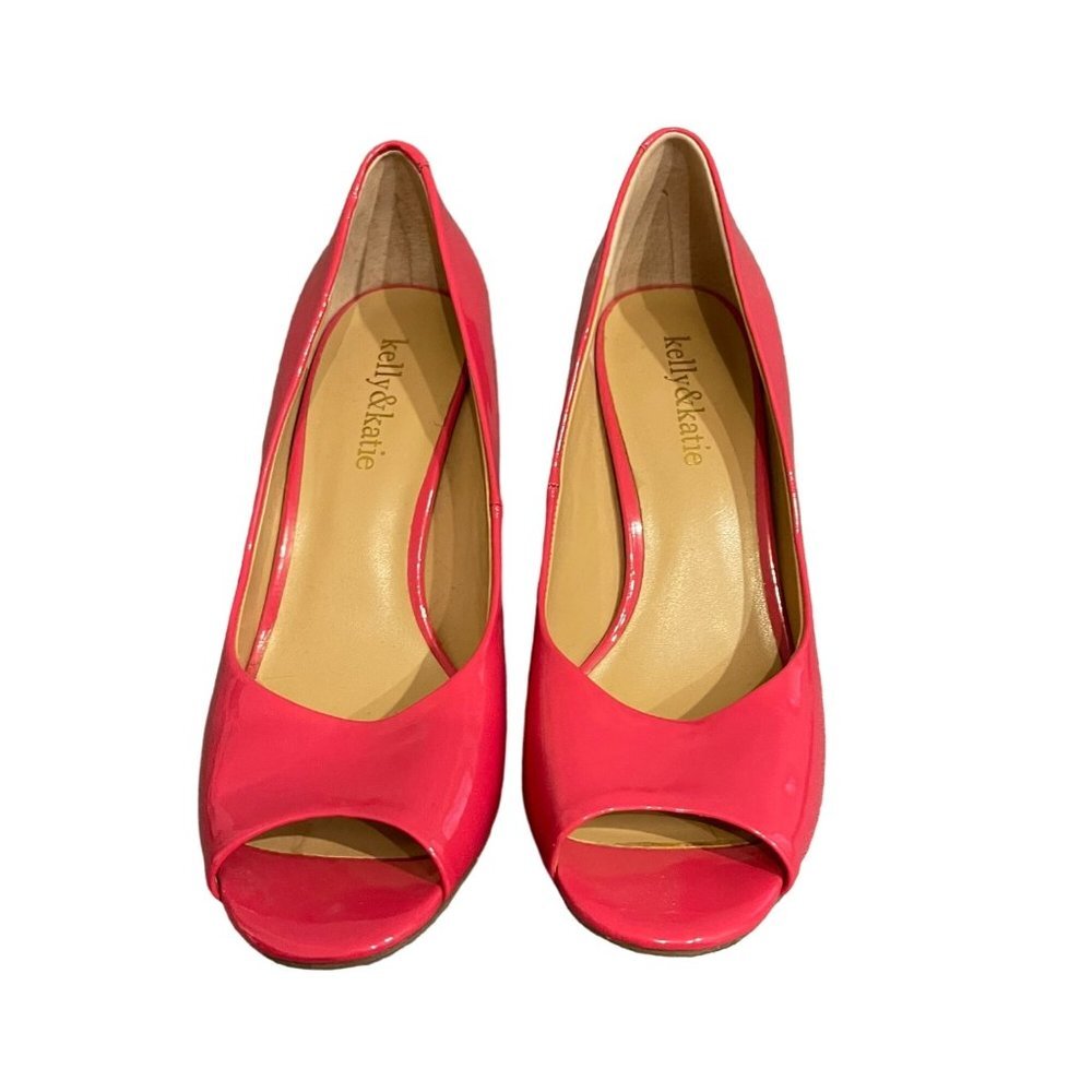 NWOT Kelly and Katie Izzy Peep Toe Patent Pump Heel in Pink Women's Size 7M - Picture 1 of 8